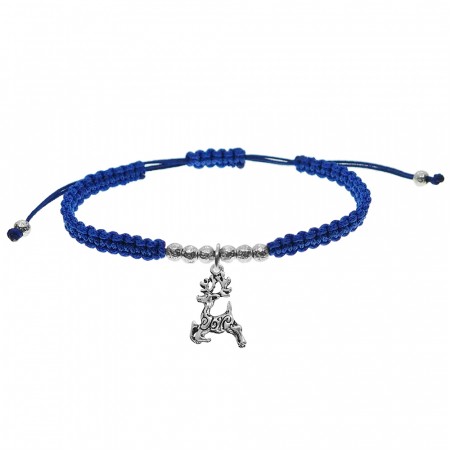Cu animale - Bratara snur albastru impletita manual personalizata Ren argint 9705380 Dras
