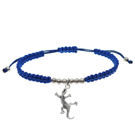 Cu animale - Bratara snur albastru impletita manual personalizata Soparla argint 6208450 Dras