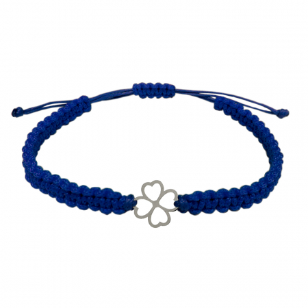 Cu talismane - Bratara snur albastru impletita manual personalizata Trifoi argint 10165100 Dras