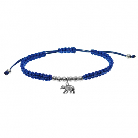 Cu animale - Bratara snur albastru impletita manual personalizata Urs argint 9710420 Dras