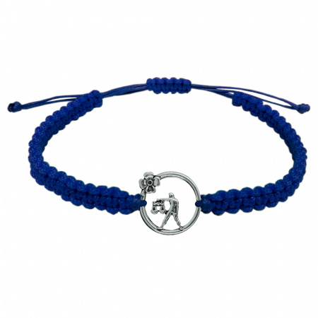 Cu zodiace - Bratara snur albastru impletita manual personalizata zodie Balanta argint zodiac european 10150240 Dras