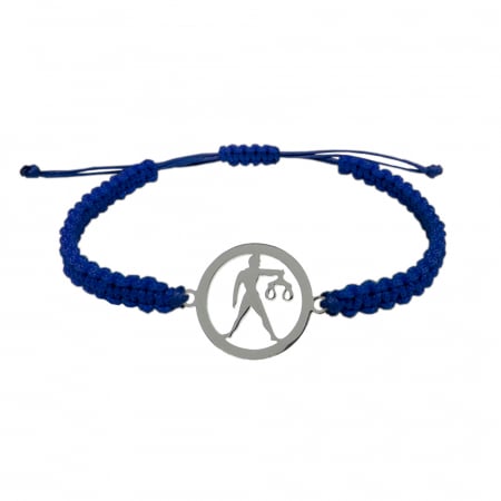 Bratari - Bratara snur albastru impletita manual personalizata zodie Balanta argint zodiac european 9780160 Dras