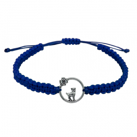 Cu zodiace - Bratara snur albastru impletita manual personalizata zodie Berbec argint zodiac european 10144240 Dras