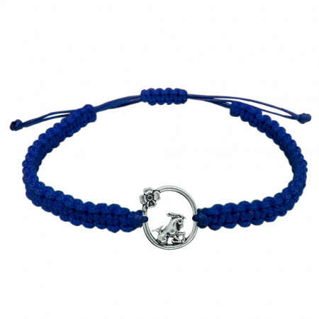 Cu zodiace - Bratara snur albastru impletita manual personalizata zodie Capricorn argint zodiac european 10152240 Dras