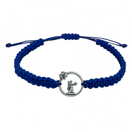 Cu zodiace - Bratara snur albastru impletita manual personalizata zodie Fecioara argint zodiac european 10149240 Dras