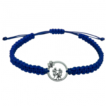 Cu zodiace - Bratara snur albastru impletita manual personalizata zodie Gemeni argint zodiac european 10146240 Dras