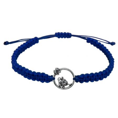 Cu zodiace - Bratara snur albastru impletita manual personalizata zodie Leu argint zodiac european 10148240 Dras