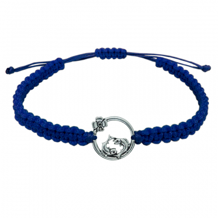 Bratari - Bratara snur albastru impletita manual personalizata zodie Pesti argint zodiac european 10155240 Dras