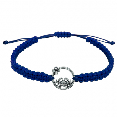 Cu zodiace - Bratara snur albastru impletita manual personalizata zodie Rac argint zodiac european 10147240 Dras