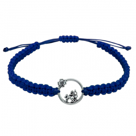 Cu zodiace - Bratara snur albastru impletita manual personalizata zodie Sagetator argint zodiac european 10153240 Dras