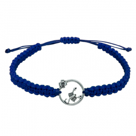 Cu zodiace - Bratara snur albastru impletita manual personalizata zodie Scorpion argint zodiac european 10151240 Dras