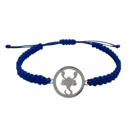 Bratari - Bratara snur albastru impletita manual personalizata zodie Scorpion argint zodiac european 9781160 Dras
