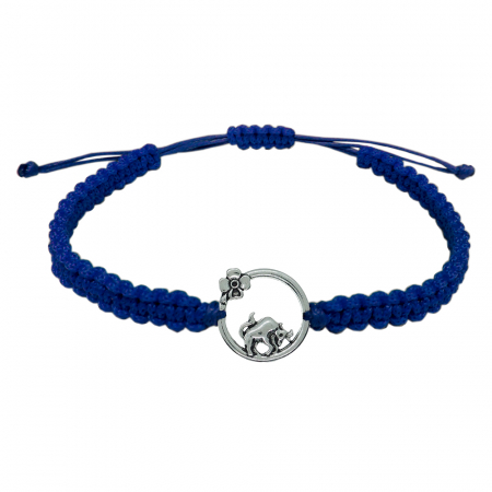 Cu zodiace - Bratara snur albastru impletita manual personalizata zodie Taur argint zodiac european 10145240 Dras
