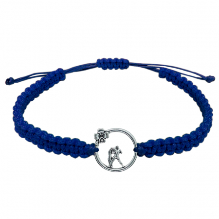 Bratari - Bratara snur albastru impletita manual personalizata zodie Varsator argint zodiac european 10154240 Dras