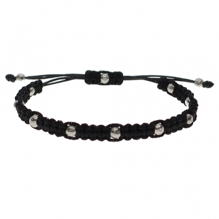 Bratara snur negru impletit manual margele argint 9398240 Dras [1]