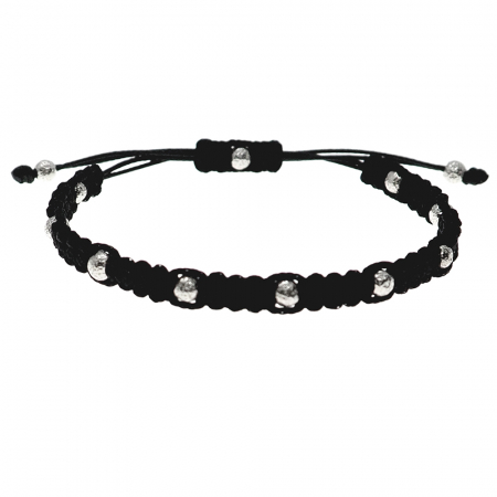 Bratara snur negru impletit manual margele argint 9398240 Dras [2]