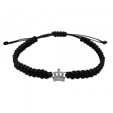 Cu talismane - Bratara snur negru impletit manual personalizata Coroana argint 9850100 Dras