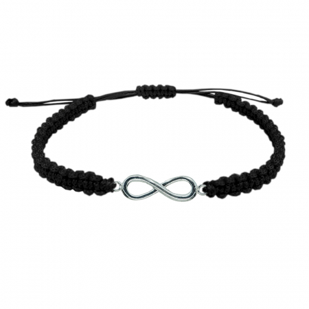 Bratari - Bratara snur negru impletit manual personalizata Infinit argint 9393120 Dras