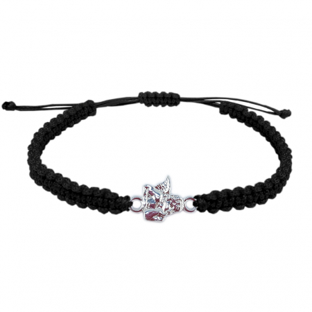 Cu tematica religioasa - Bratara snur negru impletit manual personalizata Ingeras argint 4186175 Dras