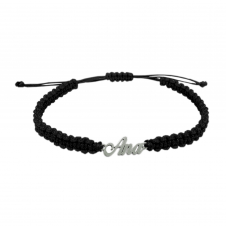 Cu nume - Bratara snur negru impletit manual personalizata nume Ana argint 9404100 Dras