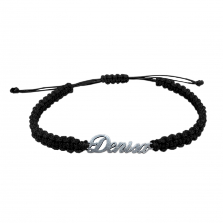 Cu nume - Bratara snur negru impletit manual personalizata nume Denisa argint 9405100 Dras