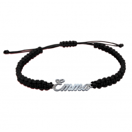 Cu nume - Bratara snur negru impletit manual personalizata nume Emma argint 9457100 Dras