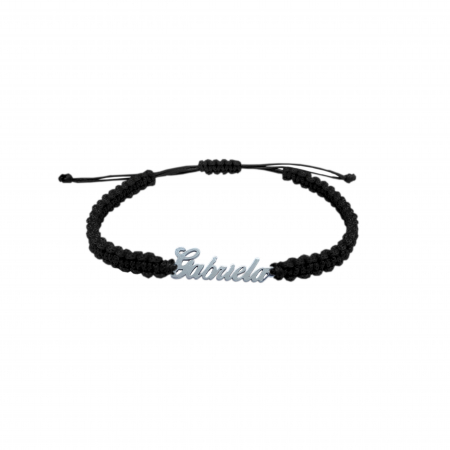 Cu nume - Bratara snur negru impletit manual personalizata nume Gabriela argint 9421100 Dras