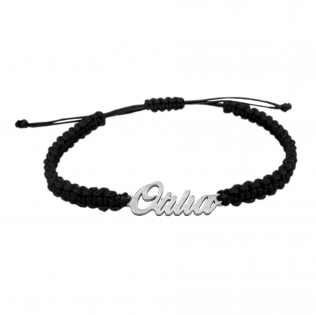 Cu nume - Bratara snur negru impletit manual personalizata nume Otilia argint 9454100 Dras