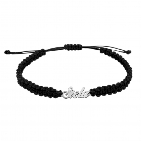 Cu nume - Bratara snur negru impletit manual personalizata nume Stela argint 9451100 Dras