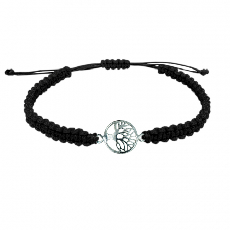 Bratari - Bratara snur negru impletit manual personalizata Pomul vietii argint 9209100 Dras