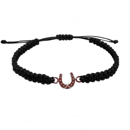 Bratari - Bratara snur negru impletit manual personalizata Potcoava argint 4534100 Dras