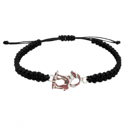 Cu zodiace - Bratara snur negru impletit manual personalizata zodie Capricorn zodiac european argint 9240120 Dras