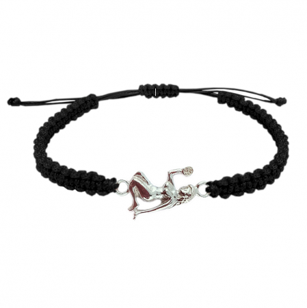 Bratari - Bratara snur negru impletit manual personalizata zodie Fecioara zodiac european argint 9236120 Dras