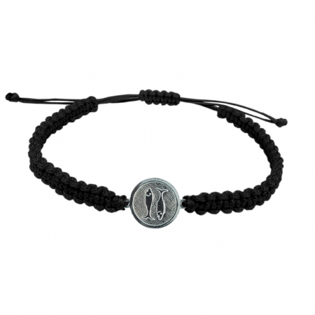 Bratari - Bratara snur negru impletit manual personalizata zodie Pesti zodiac european argint 4201200 Dras