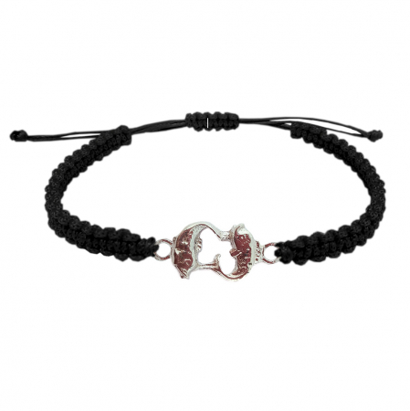 Bratari - Bratara snur negru impletit manual personalizata zodie Pesti zodiac european argint 9245120 Dras