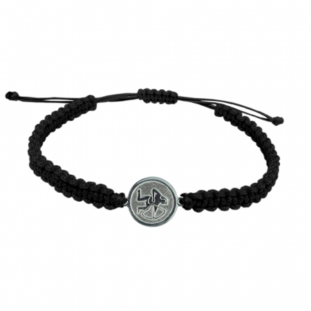 Bratari din snur impletit manual cu obiecte din argint: - Bratara snur negru impletit manual personalizata zodie Sagetator zodiac european argint 4201200 Dras