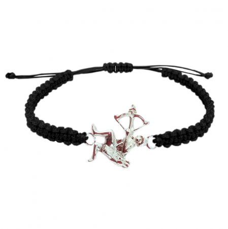 Bratari - Bratara snur negru impletit manual personalizata zodie Sagetator zodiac european argint 9238135 Dras