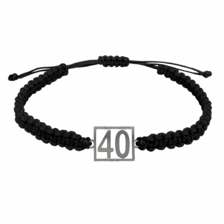 Cu cifre aniversare - Bratara snur negru impletita manual personalizata Cifra 40 argint numar norocos cifre aniversare 10254_0260 Dras