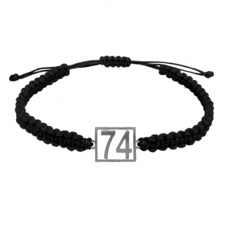Cu cifre aniversare - Bratara snur negru impletita manual personalizata Cifra 74 argint numar norocos cifre aniversare 10247_4260 Dras