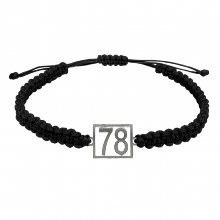Cu cifre aniversare - Bratara snur negru impletita manual personalizata Cifra 78 argint numar norocos cifre aniversare 10247_8260 Dras