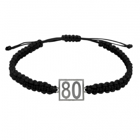 Cu cifre aniversare - Bratara snur negru impletita manual personalizata Cifra 80 argint numar norocos cifre aniversare 10248_0260 Dras
