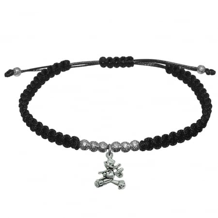 Cu talismane - Bratara snur negru impletita manual personalizata Hornar - cosar margele argint 10173260 Dras