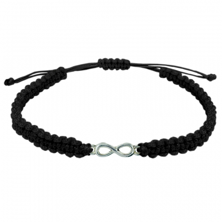 Cu talismane - Bratara snur negru impletita manual personalizata Infinit argint 10170100 Dras