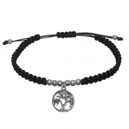 Cu talismane - Bratara snur negru impletita manual personalizata Pomul vietii margele argint 10175300 Dras