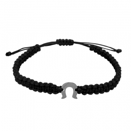 Cu talismane - Bratara snur negru impletita manual personalizata Potcoava argint 10163100 Dras