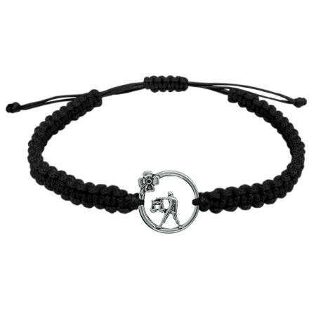 Bratari din snur impletit manual cu obiecte din argint: - Bratara snur negru impletita manual personalizata zodie Balanta argint zodiac european 10150240 Dras