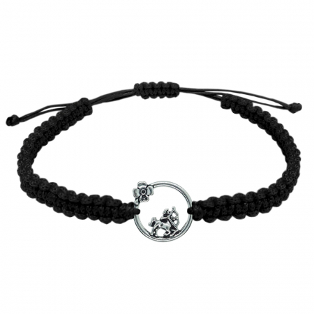 Bratari din snur impletit manual cu obiecte din argint: - Bratara snur negru impletita manual personalizata zodie Sagetator argint zodiac european 10153240 Dras