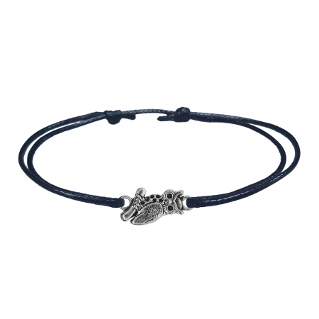 Cu pasari - Bratara snur negru personalizata Bufnita argint 9685200 Dras