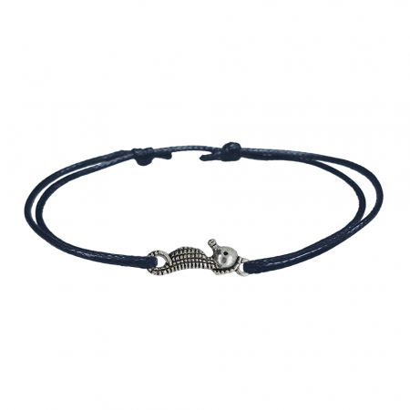 Cu pesti - Bratara snur negru personalizata Calut de mare argint 9740100 Dras