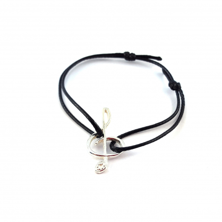Bratara snur negru personalizata Chei sol argint 6100185 Dras [1]